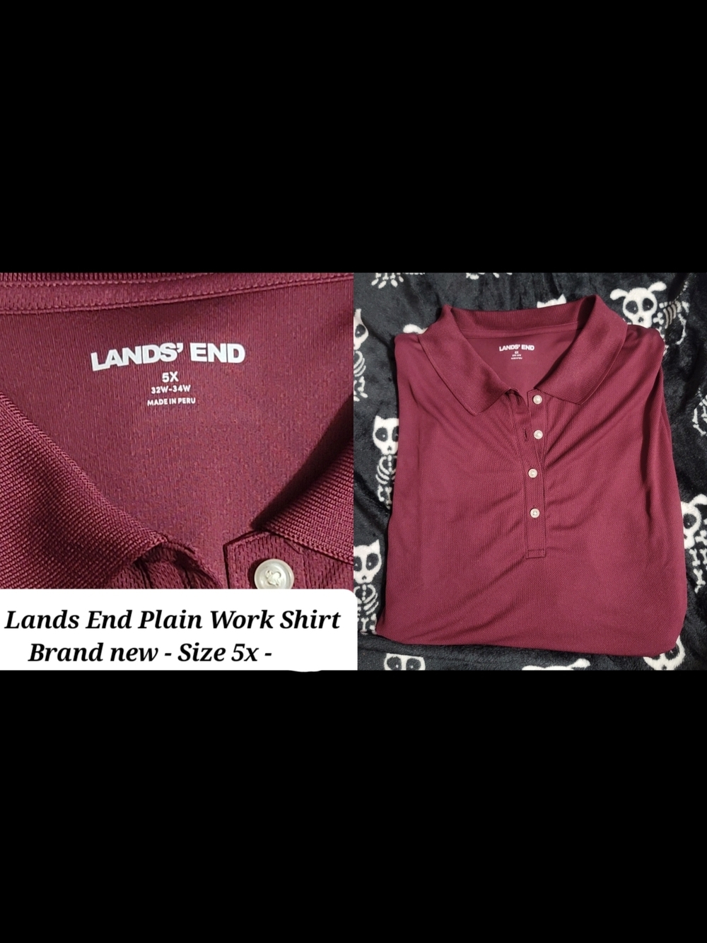 Lands' End Unisex Polo Shirt in Burgundy